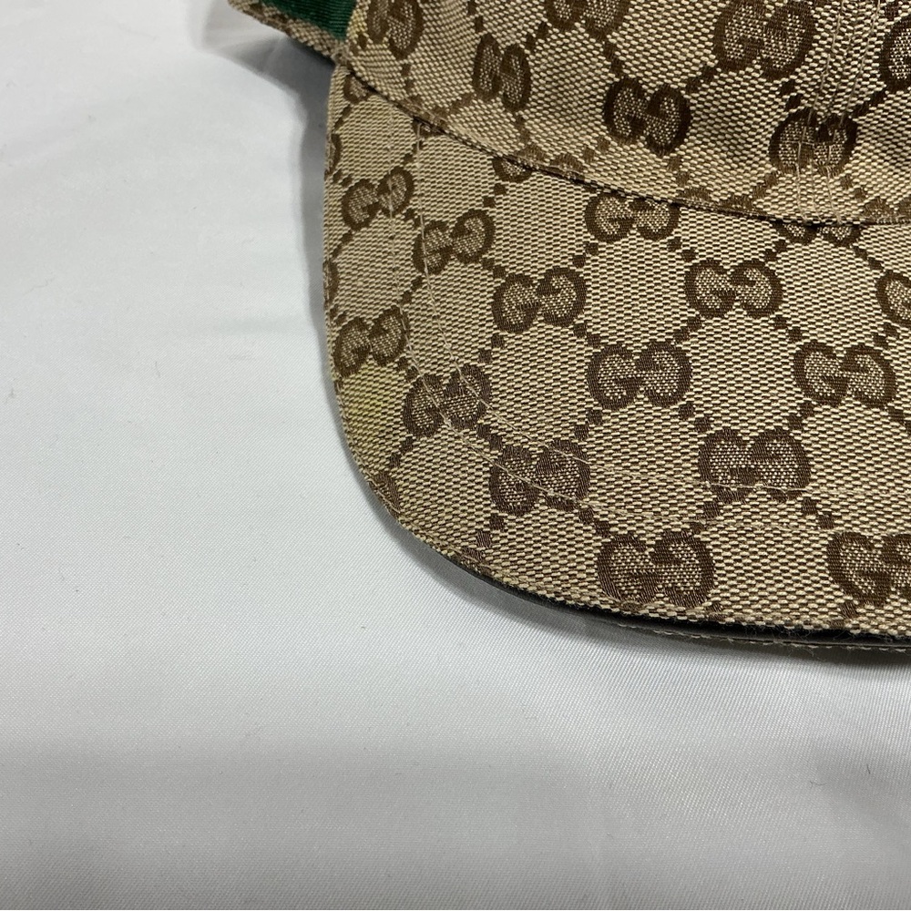 Gucci Beige & Brown GG Monogram Baseball Cap with Green-Red Web - Picture 2 of 9